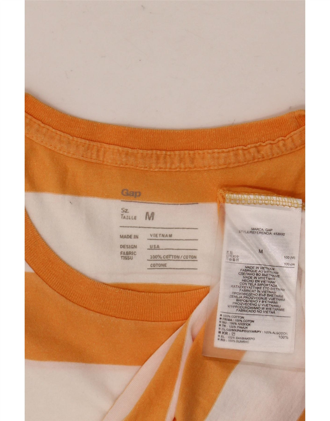 T-shirt męski GAP, bawełniany w średnie pomarańczowe paski