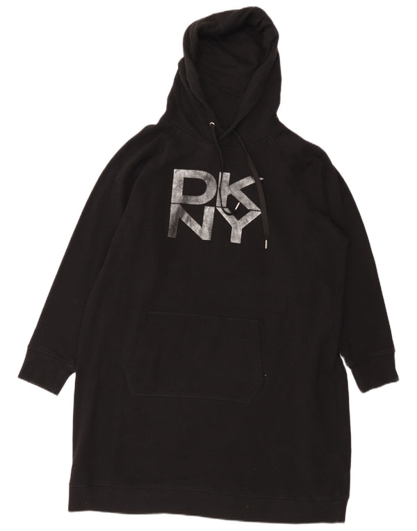 Dkny Damska oversize'owa sukienka z długim rękawem i kapturem UK 18 XL w kolorze czarnym