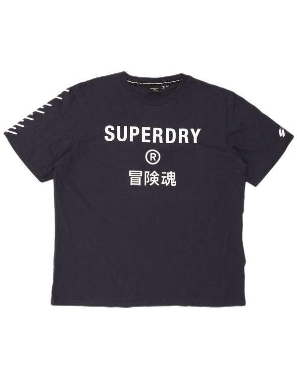 Męska koszulka z grafiką SUPERDRY Top XL, granatowa, bawełniana