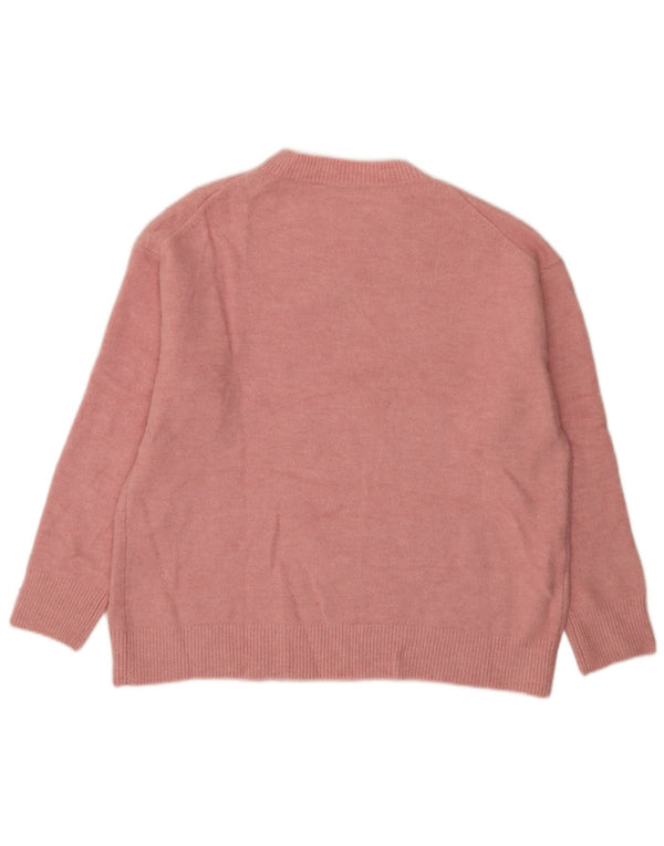 Damski sweter oversize z wycięciem pod szyją Zara UK 10 Mały różowy akryl