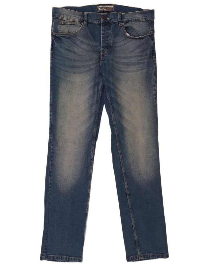 Damskie jeansy slim z grafiką FRENCH CONNECTION W32 L32 Niebieska bawełna