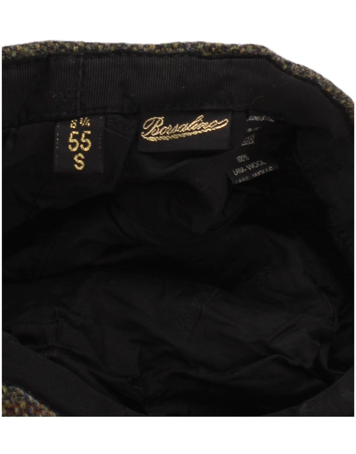 BORSALINO Womens Flat Cap Small Khaki Check Wool Classic
