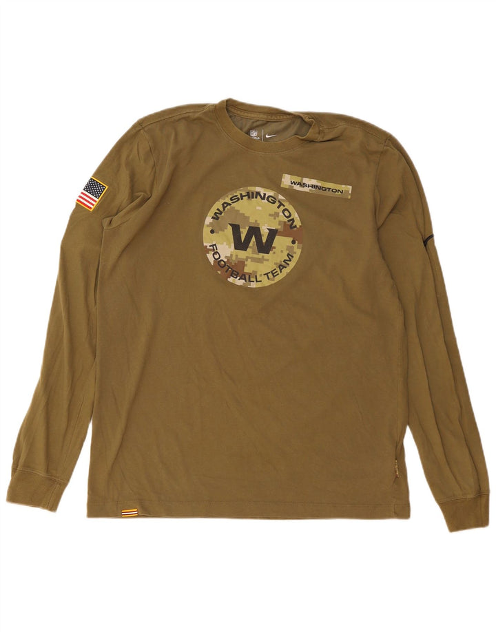 Męska koszulka z grafiką Nike Washington z długim rękawem, średnia, bawełniana khaki