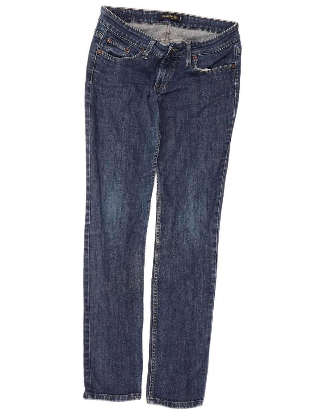 Damskie jeansy Levi's 524 Super Low Slim US 7 Medium W32 L30 Niebieska bawełna