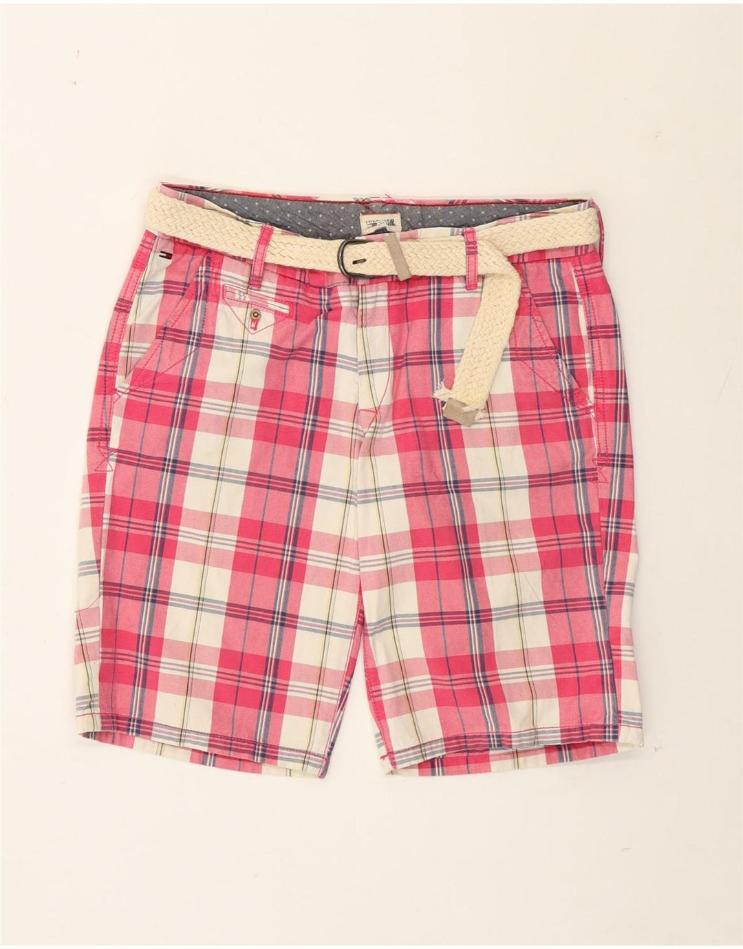 Damskie spodenki Chino Tommy Hilfiger W29 Średni różowy bawełniana krata