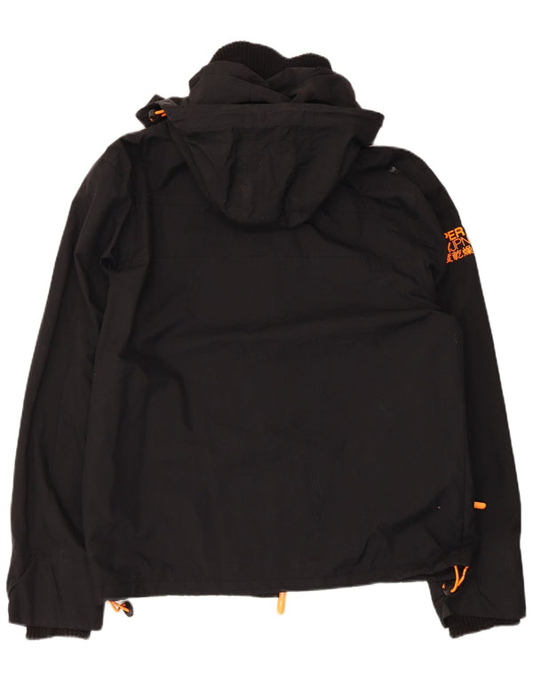 Superdry Mens Graphic Hooded Windbreaker Jacket UK 42 XL Black Nylon