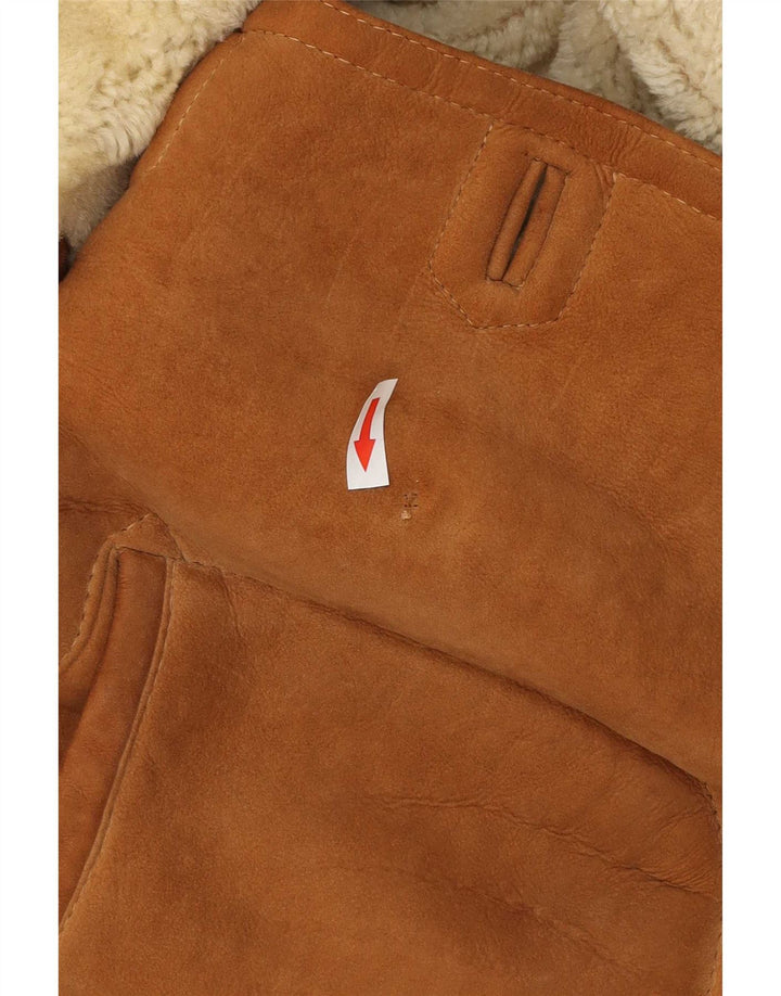 Męska kurtka shearling w stylu vintage US 6, średni brąz
