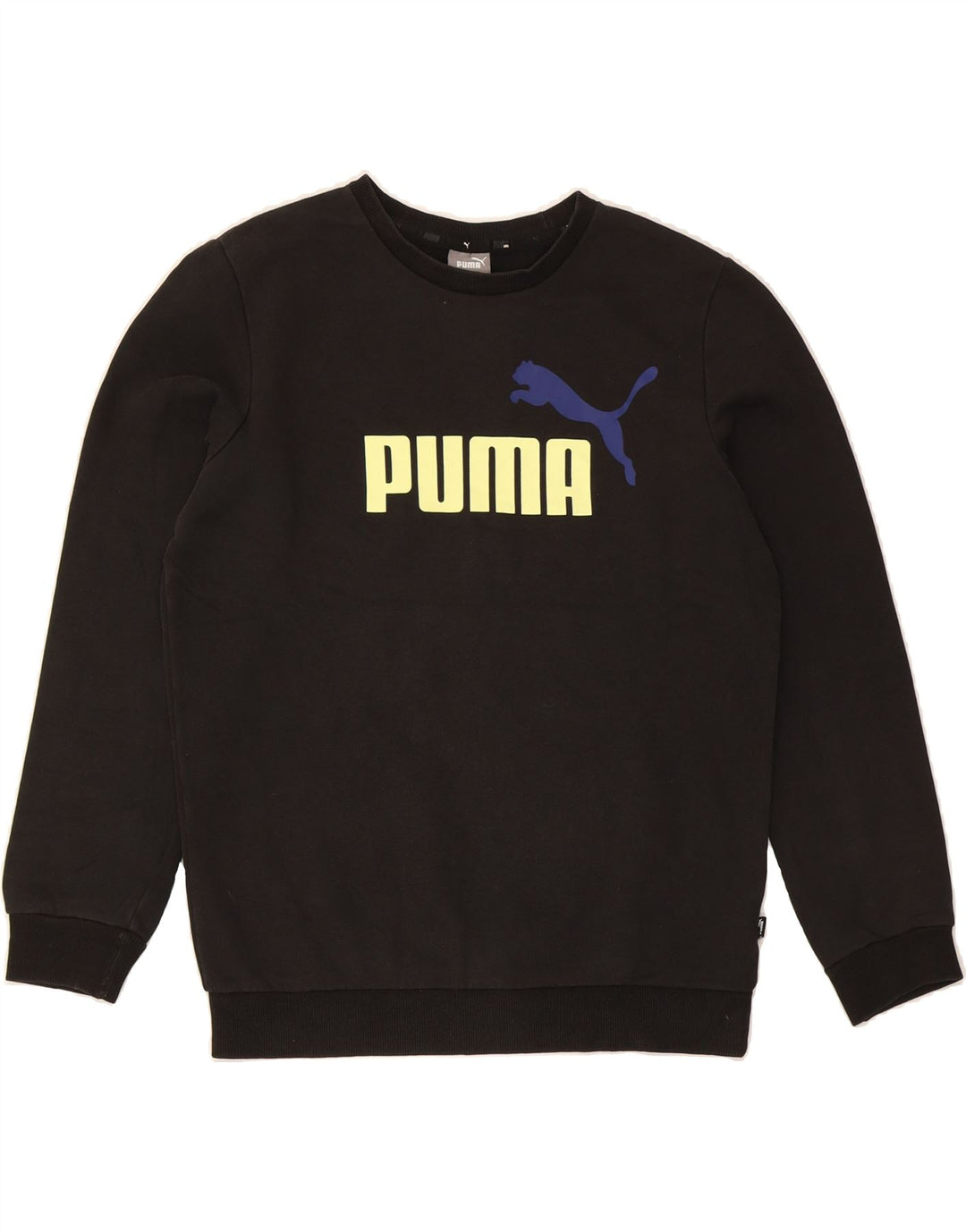 PUMA Mens Graphic Sweatshirt Jumper Small Black Vintage Puma and Second-Hand Puma from Messina Hembry 