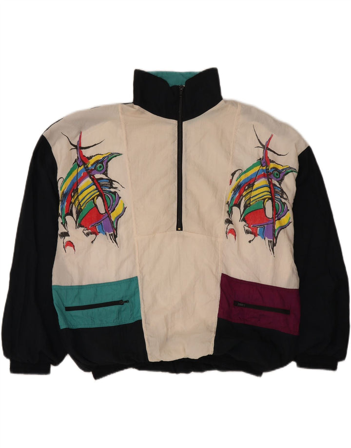 Vintage męska bluza dresowa Top Jacket UK 48 2XL Czarny blok kolorów