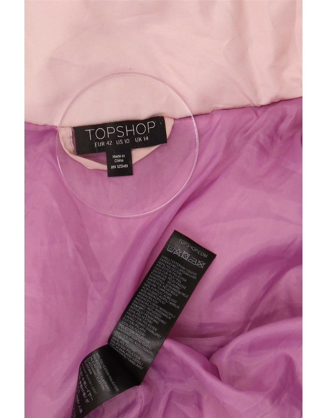 Damska kurtka oversize z kapturem Topshop UK 14, duża, różowa, poliester