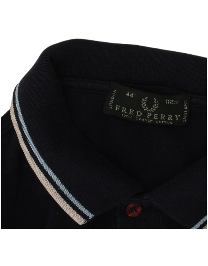 Męska koszulka polo z długim rękawem Fred Perry, średnia, granatowa, bawełniana