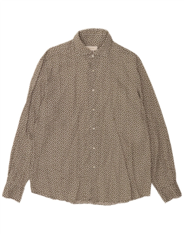 Koszula męska Massimo Dutti XL, szara, lniana w kwiaty