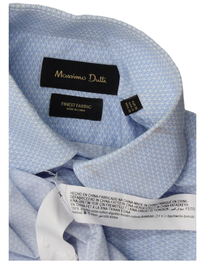 Koszula męska Massimo Dutti rozmiar 38 15 Średnio niebieska bawełniana geometryczna