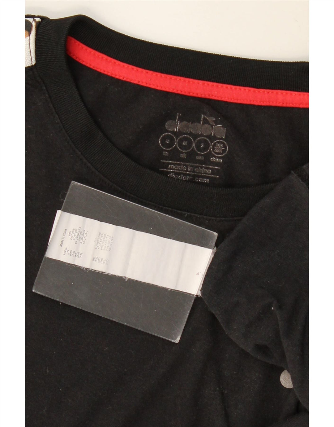 Męska koszulka z grafiką DIADORA, bawełniana, średnia czarna, z blokami kolorów