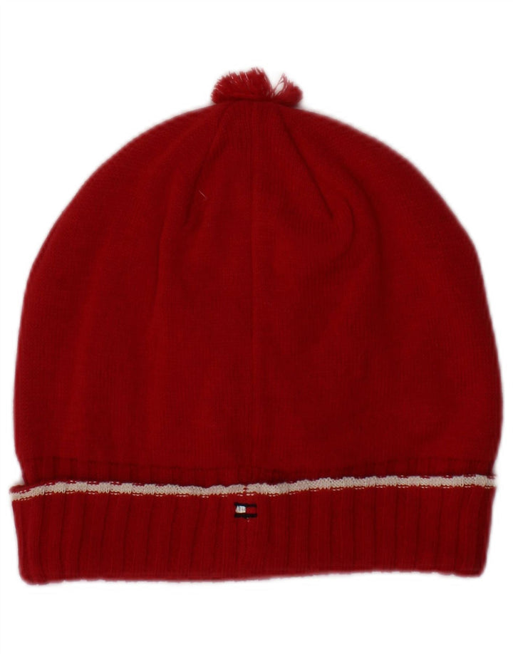 Damska dzianinowa czapka beanie Tommy Hilfiger, duża/XL, czerwona, bawełniana