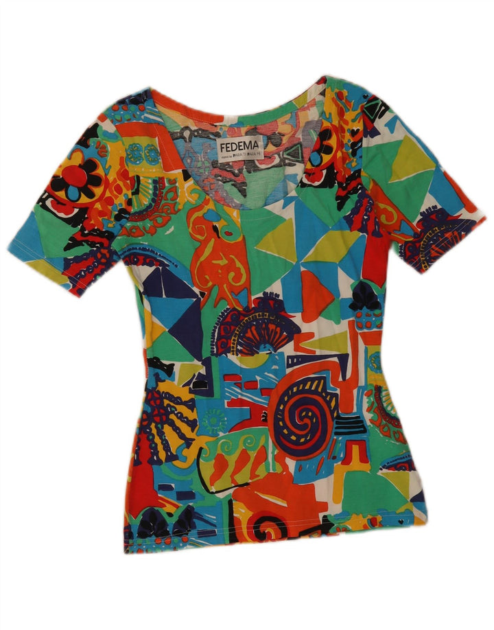 Damska koszulka z grafiką w stylu vintage Top IT 42 Średnia, wielokolorowa, geometryczna