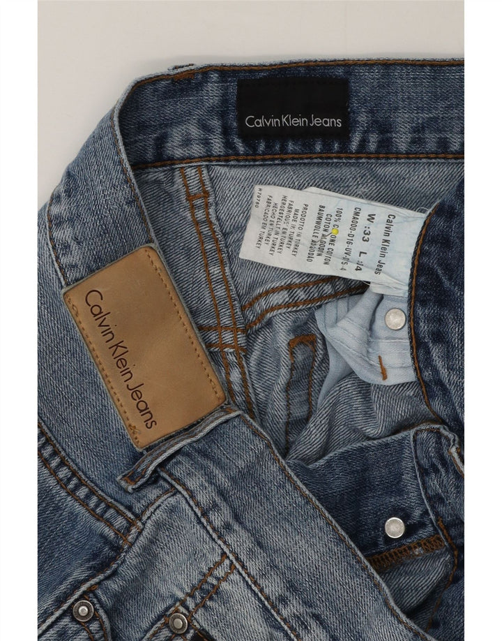 Męskie jeansy Calvin Klein w trudnej sytuacji, proste W33 L27, niebieska bawełna