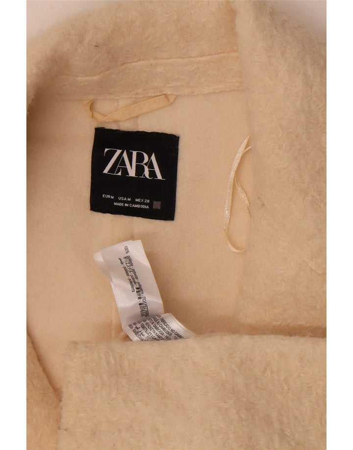 Damski oversize'owy płaszcz polarowy Zara UK 14, średni beżowy poliester