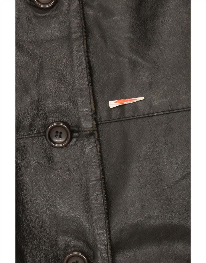 Vintage damska kurtka skórzana IT 42, średnia czarna skóra