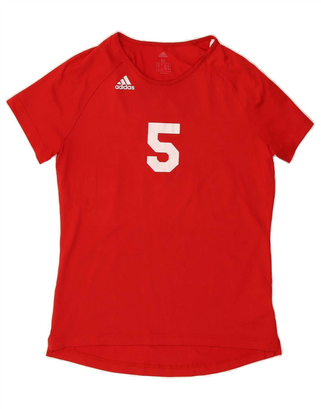 ADIDAS Womens Graphic T-Shirt Top UK 12/14 Medium Red Polyester Vintage Adidas and Second-Hand Adidas from Messina Hembry 