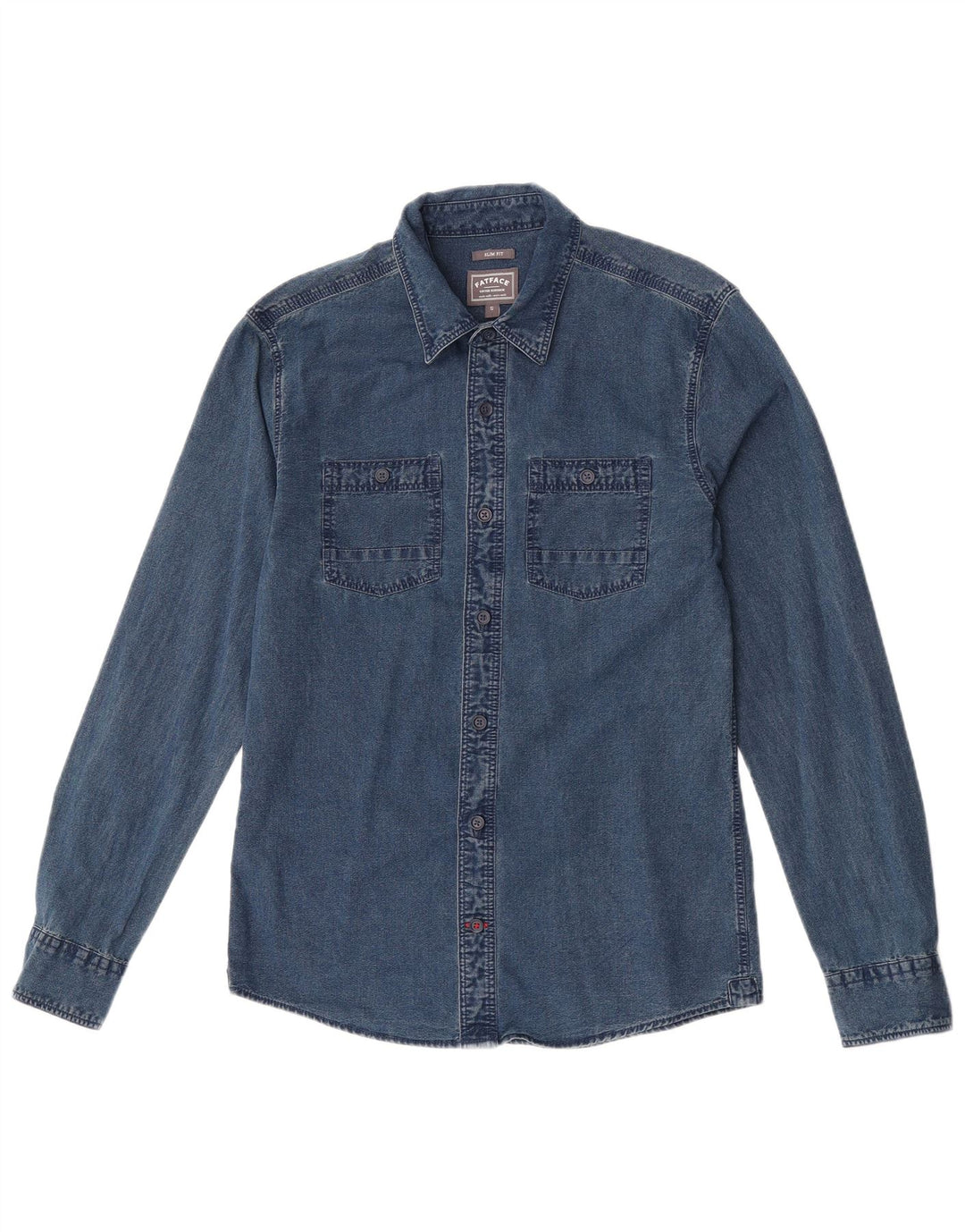 Męska koszula dżinsowa Fat Face Slim Fit, mała, niebieska, bawełniana