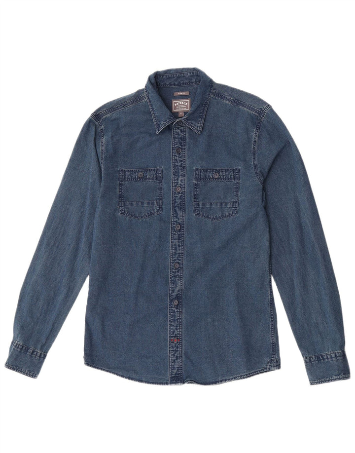 Męska koszula dżinsowa Fat Face Slim Fit, mała, niebieska, bawełniana