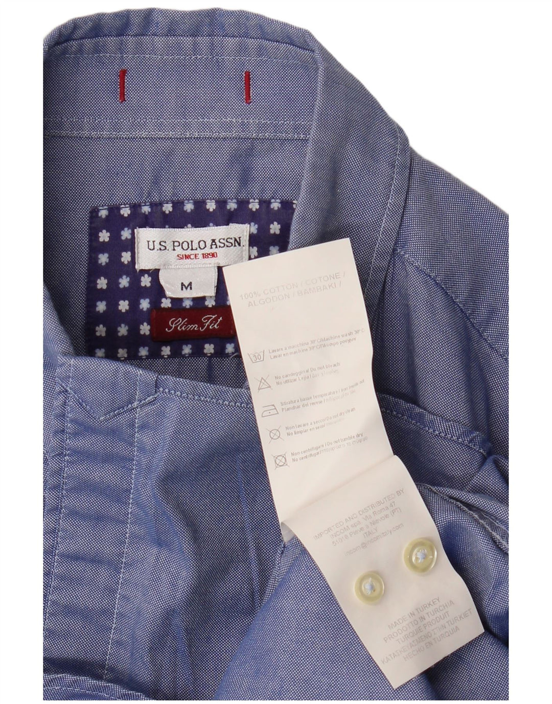 US Polo Assn. Koszula męska slim fit, średnioniebieska, bawełniana