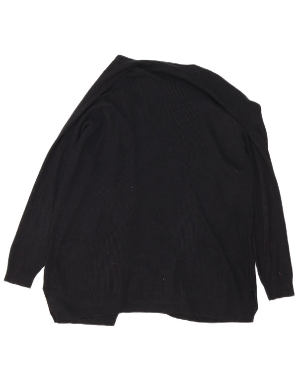 Marks & Spencer Womens Open Cardigan Sweater UK 16 Large Black Viscose
