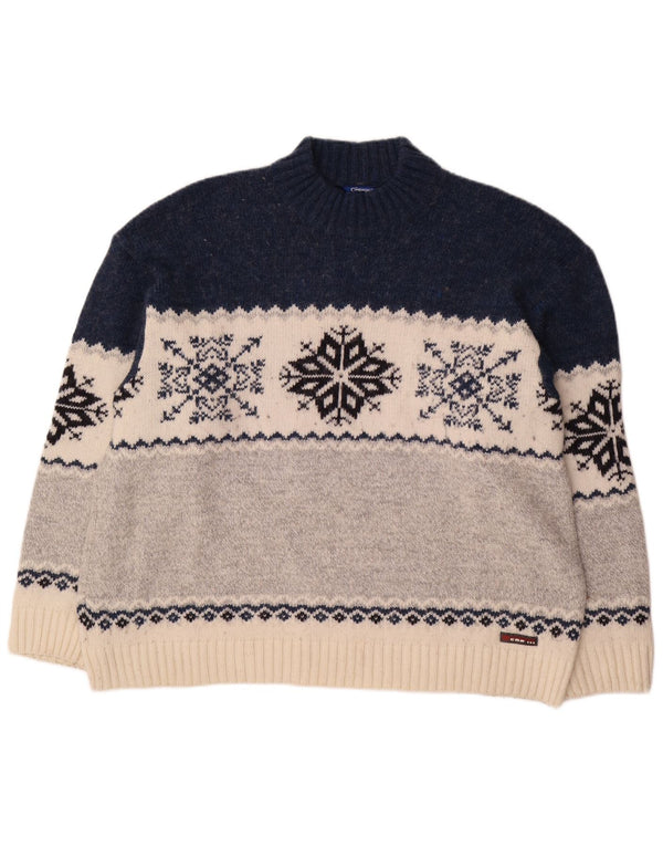 Męski sweter z golfem Campagnolo XL, wielokolorowy, wełniany Fair Isle