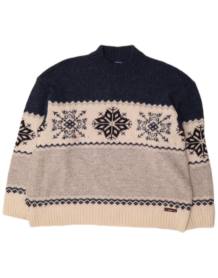 Męski sweter z golfem Campagnolo XL, wielokolorowy, wełniany Fair Isle