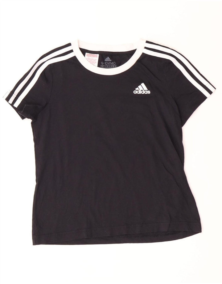 T-shirt dziewczęcy ADIDAS 9-10 lat, czarny, bawełniany