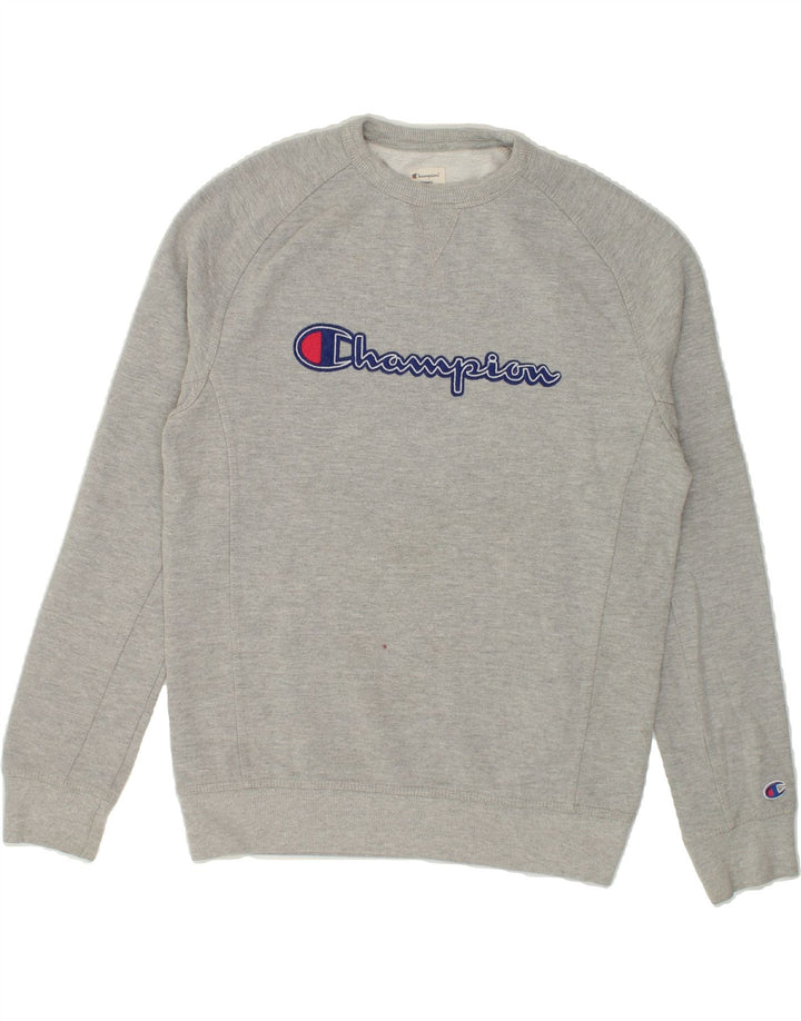 CHAMPION Mens Graphic Sweatshirt Jumper Medium Grey Cotton Vintage Champion and Second-Hand Champion from Messina Hembry 