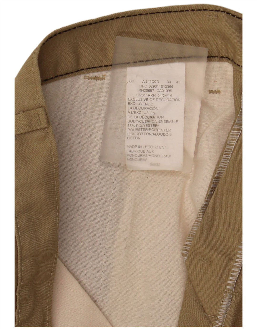 Męskie proste spodnie chino Dickies W34 L32 Khaki poliester