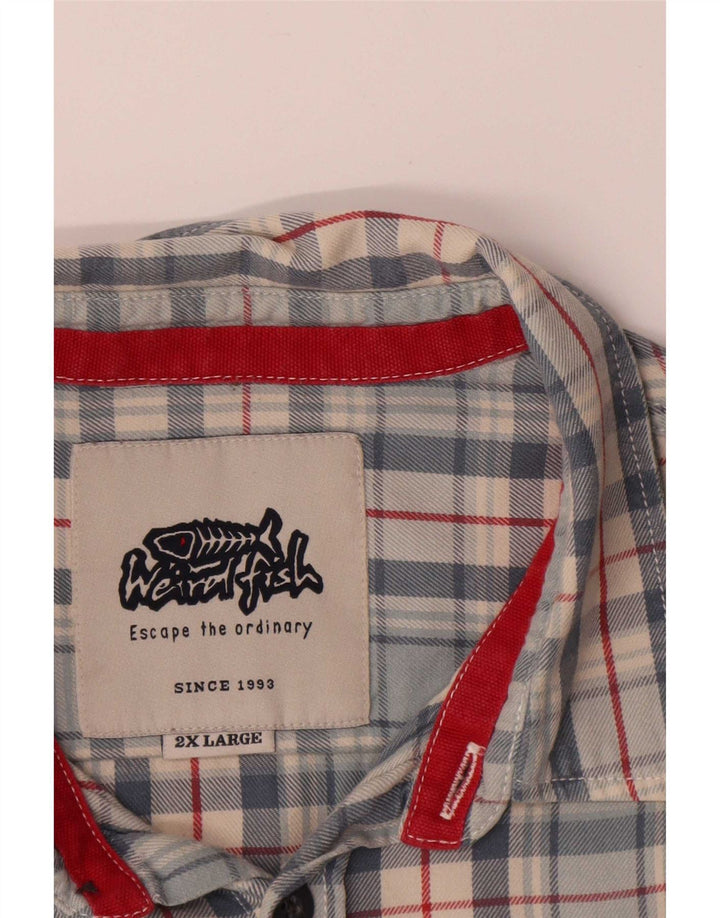 Koszula flanelowa męska Weird Fish 2XL, niebieska, bawełniana w kratę