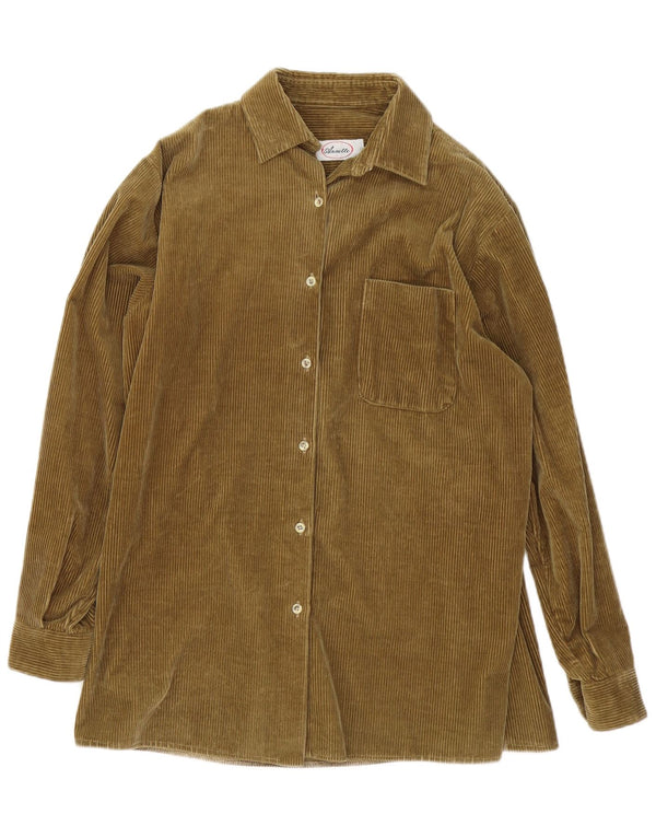 Damska koszula sztruksowa w stylu vintage, UK 18 XL, bawełna khaki