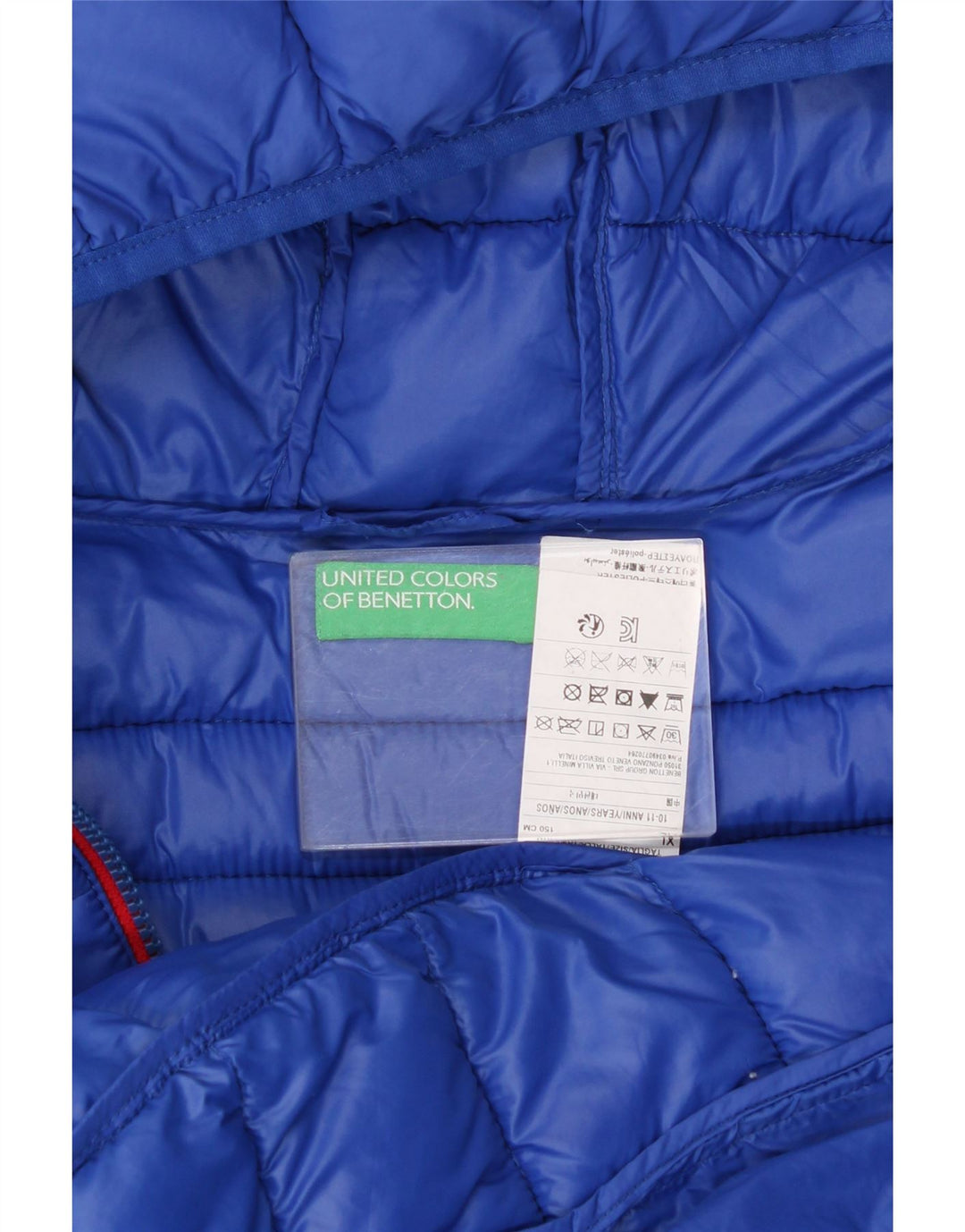 BENETTON Boys Hooded Padded Jacket 10-11 Years XL Blue Polyamide Vintage Benetton and Second-Hand Benetton from Messina Hembry 