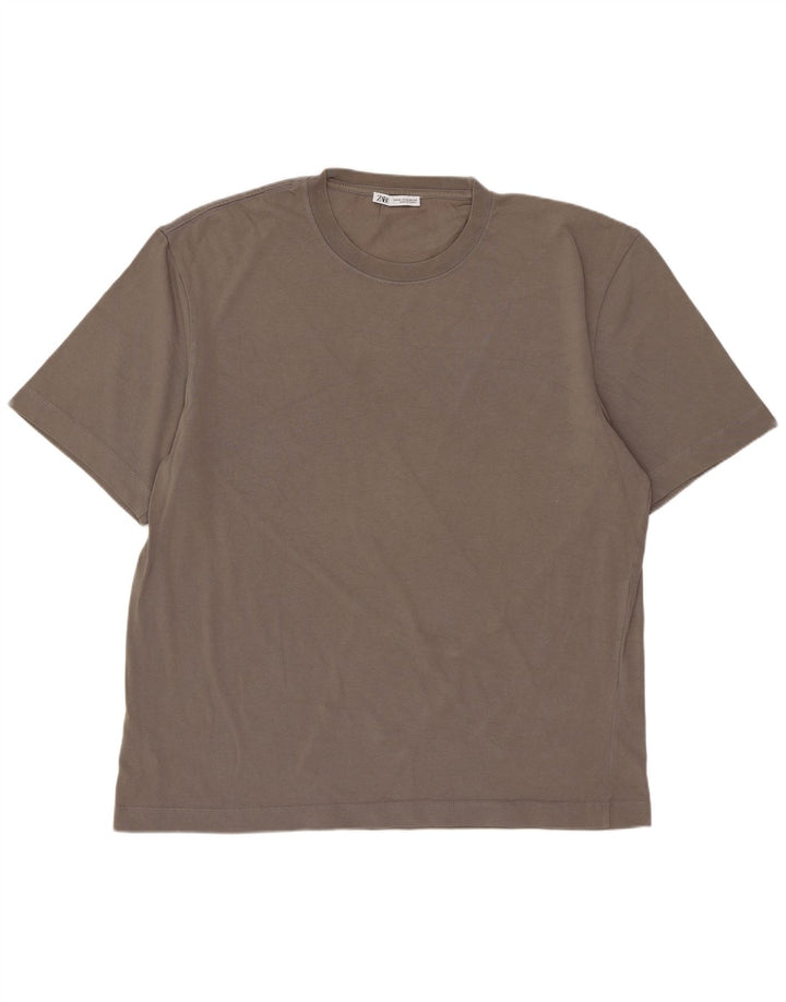 Męska koszulka T-shirt ZARA XL, szara, bawełniana