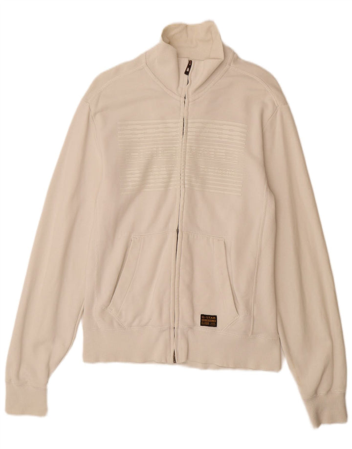 Męska kurtka dresowa G-STAR, średnia biała bawełna