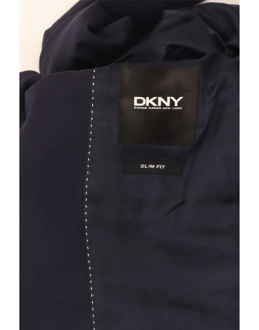 Dkny Męska marynarka slim fit zapinana na 2 guziki UK 38 Średni granatowy wełniany