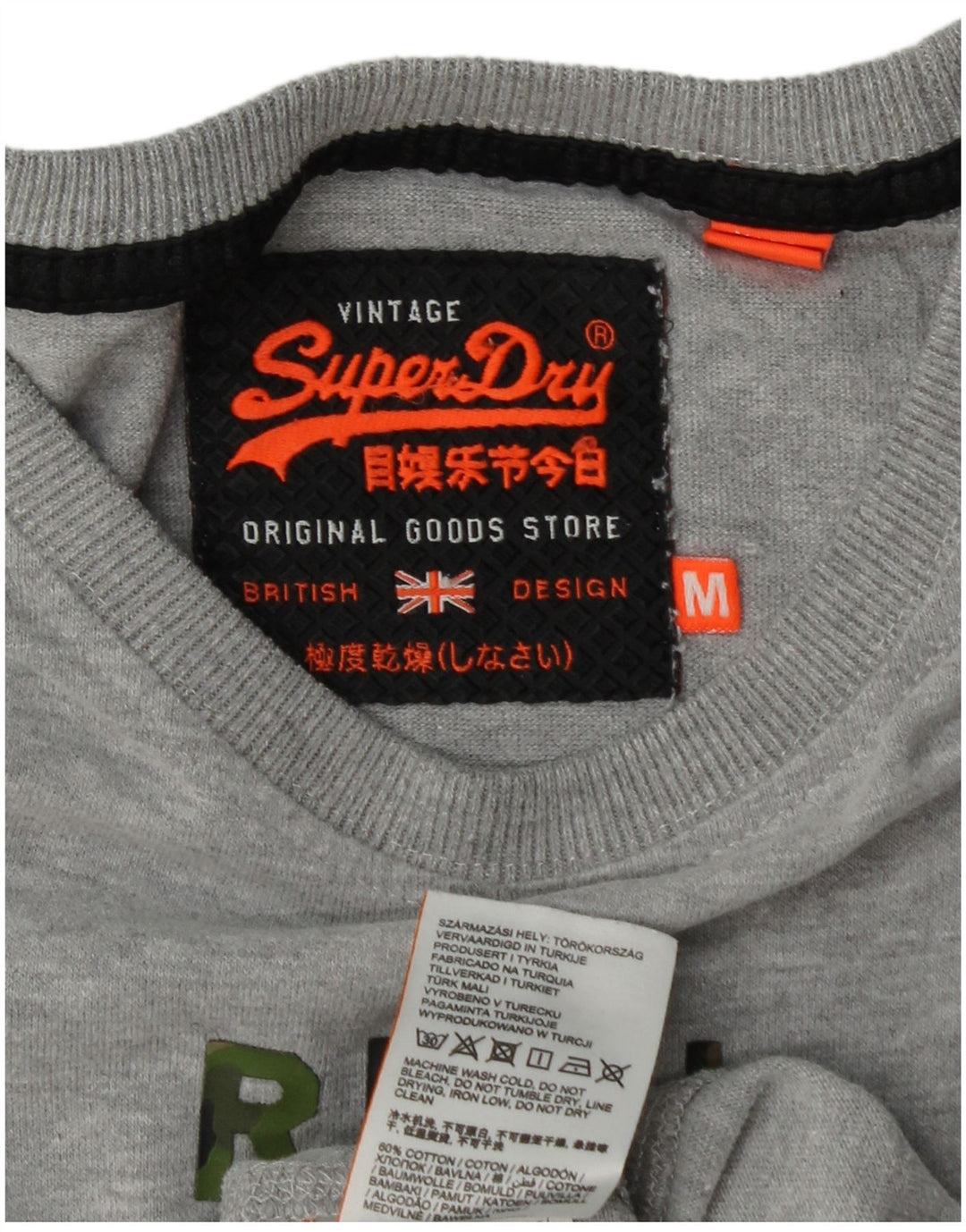 Męska koszulka z grafiką SUPERDRY, średnia szara bawełna