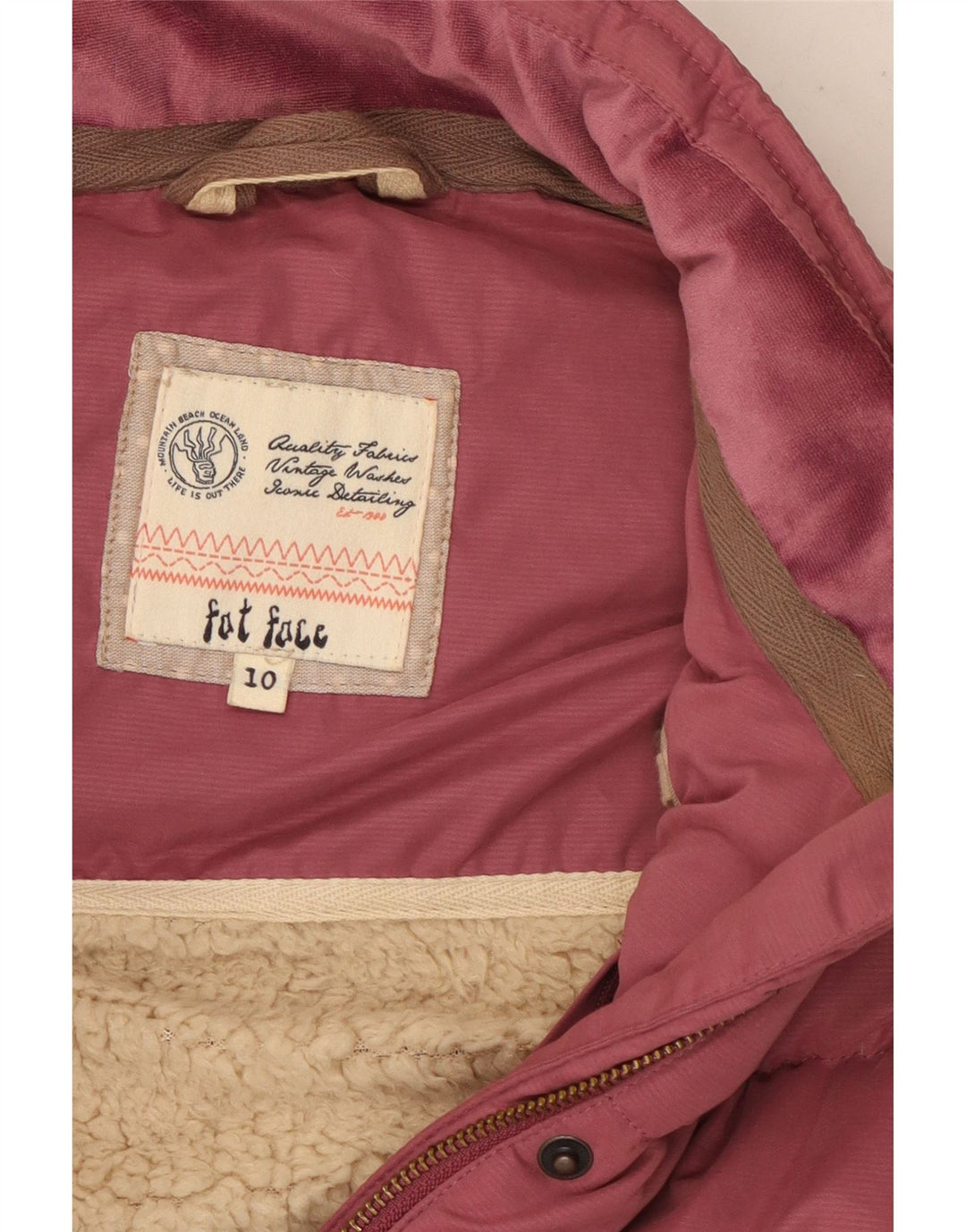Damska kamizelka Fat Face Sherpa Oversize z wyściełaną wkładką UK 10, mała, różowa, poliester