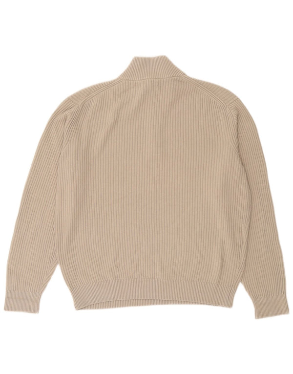 Męski sweter zapinany na zamek Massimo Dutti w kolorze średniego beżu, bawełniany