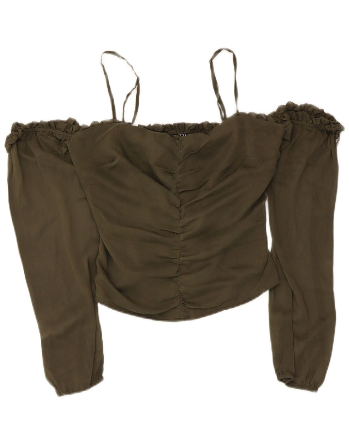 Damski top Guess z odkrytymi ramionami, UK 6 XS, khaki, poliester