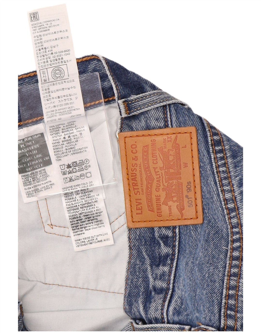 Damskie jeansy Levi's 501 Straight W26 L30 Niebieskie bawełniane, lata 90-te