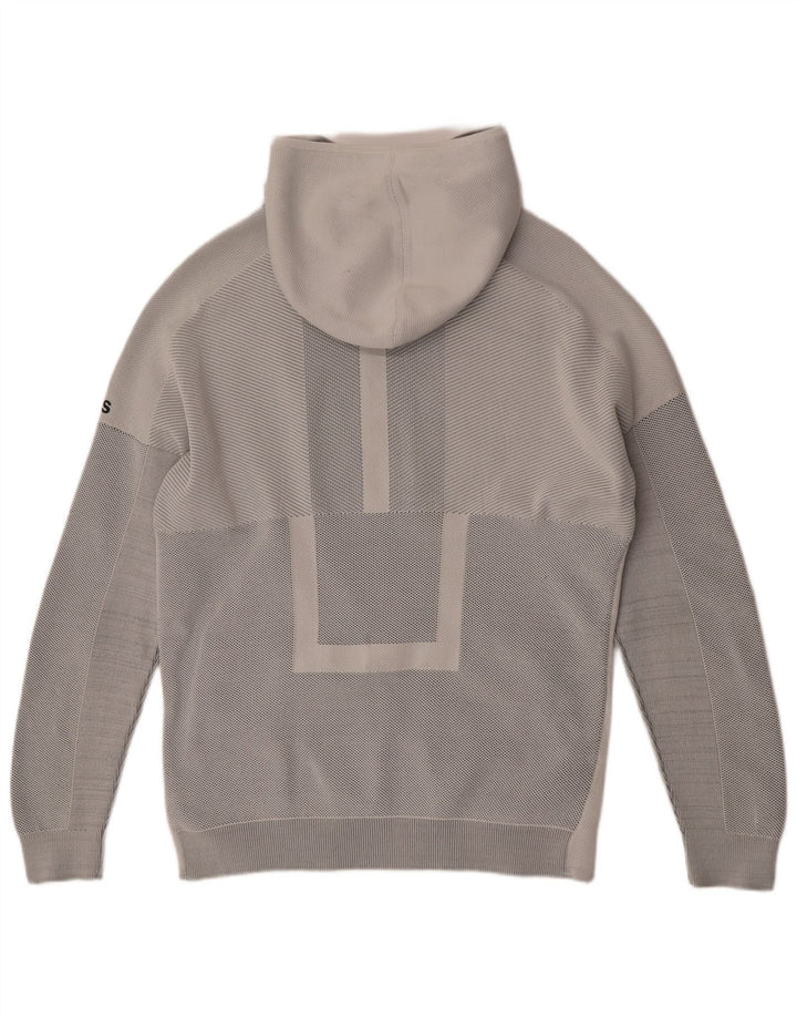 Męski sweter z kapturem i zamkiem ADIDAS, średnioszary, w prążki