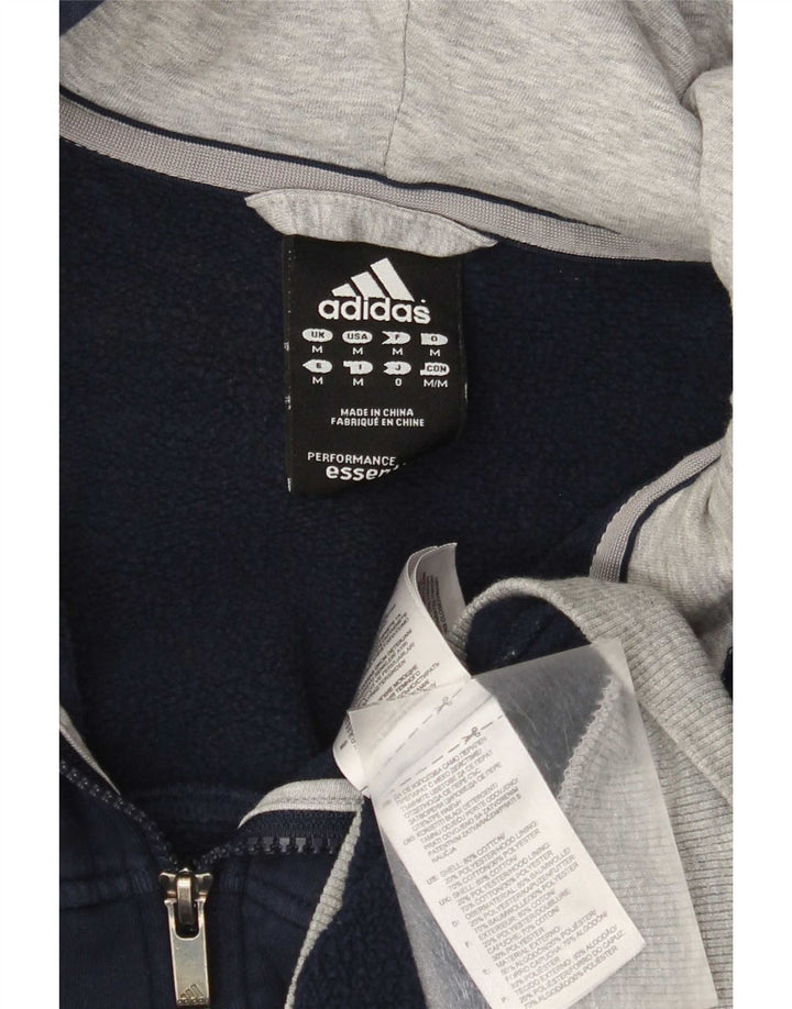 Adidas Męski sweter z kapturem i zamkiem błyskawicznym, średni granatowy, bawełniany