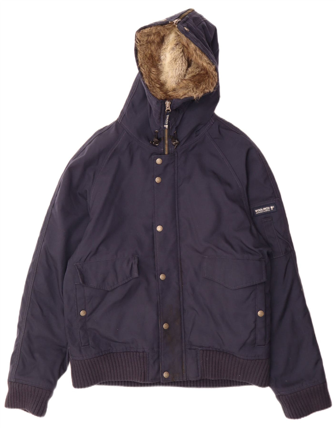 Męska kurtka bomberka z kapturem Woolrich UK 38 Średni granatowy nylon