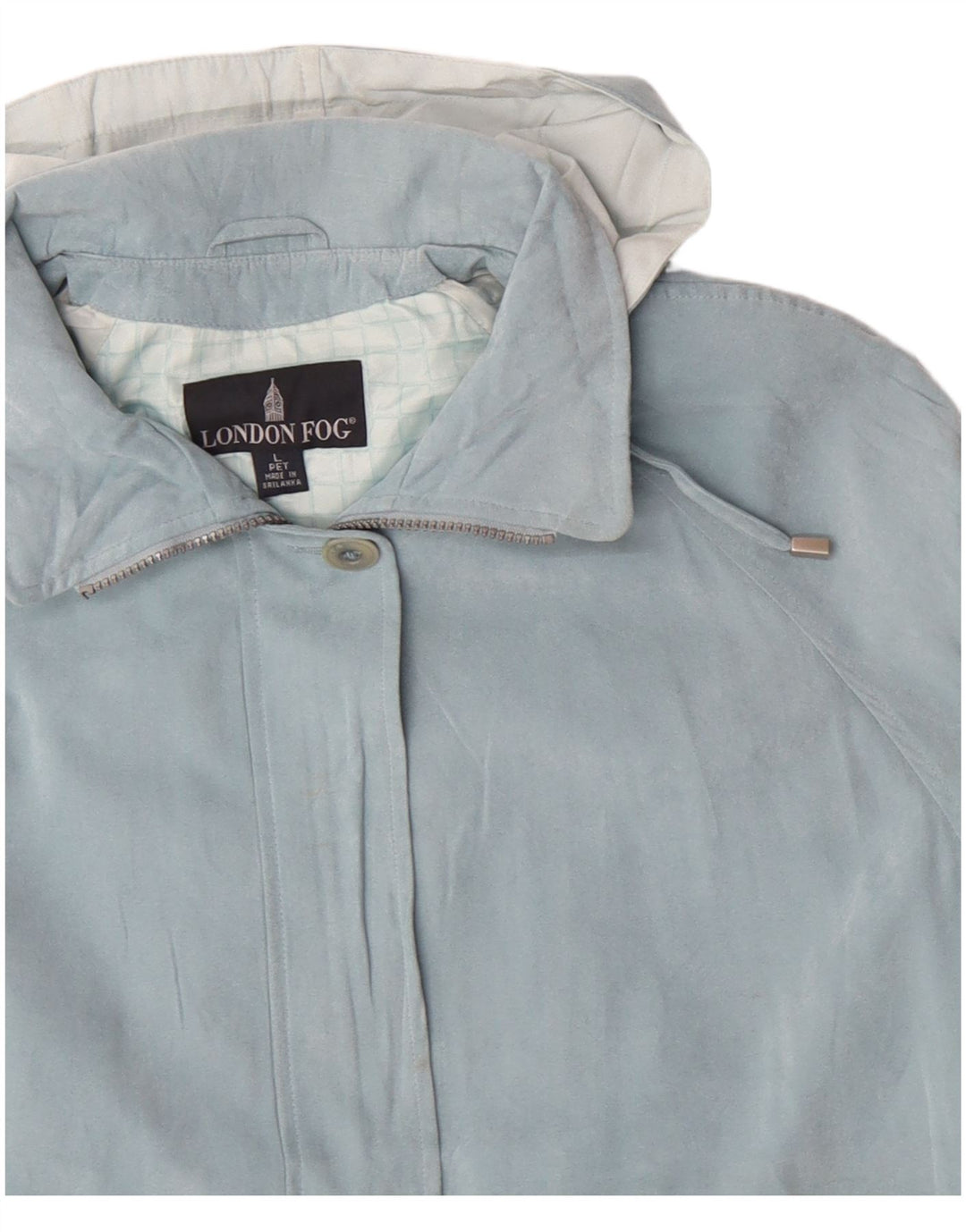 Damska kurtka wiatrówka z kapturem LONDON FOG UK 16, duża niebieska, poliester
