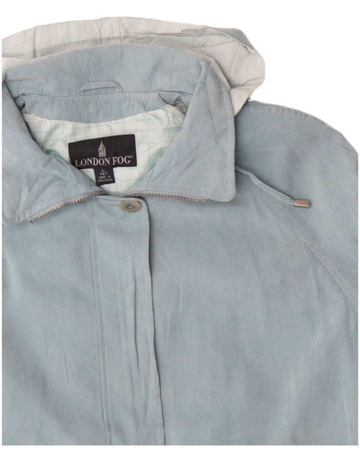 Damska kurtka wiatrówka z kapturem LONDON FOG UK 16, duża niebieska, poliester