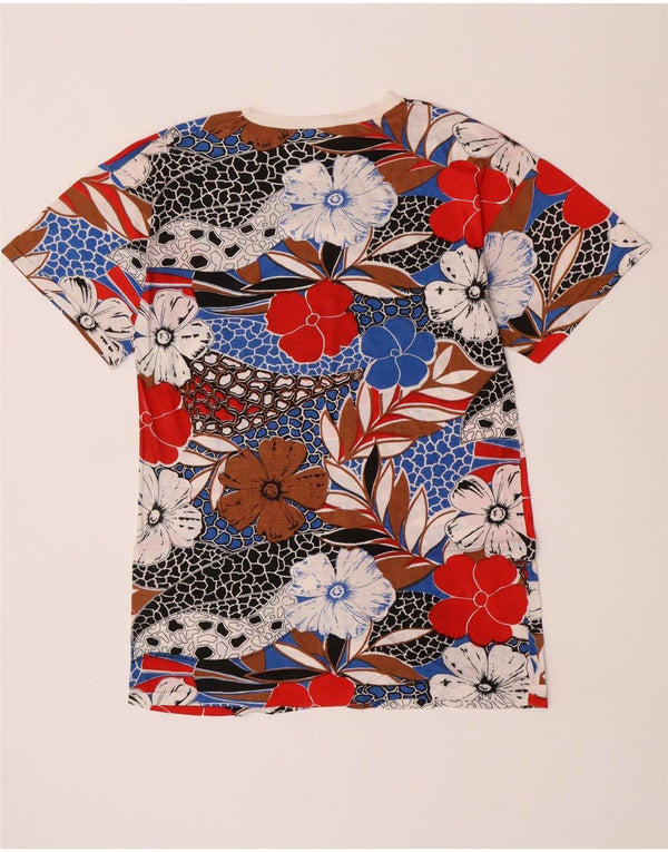 Damska koszulka w stylu vintage z grafiką, jeden rozmiar, wielokolorowa, bawełniana w kwiaty